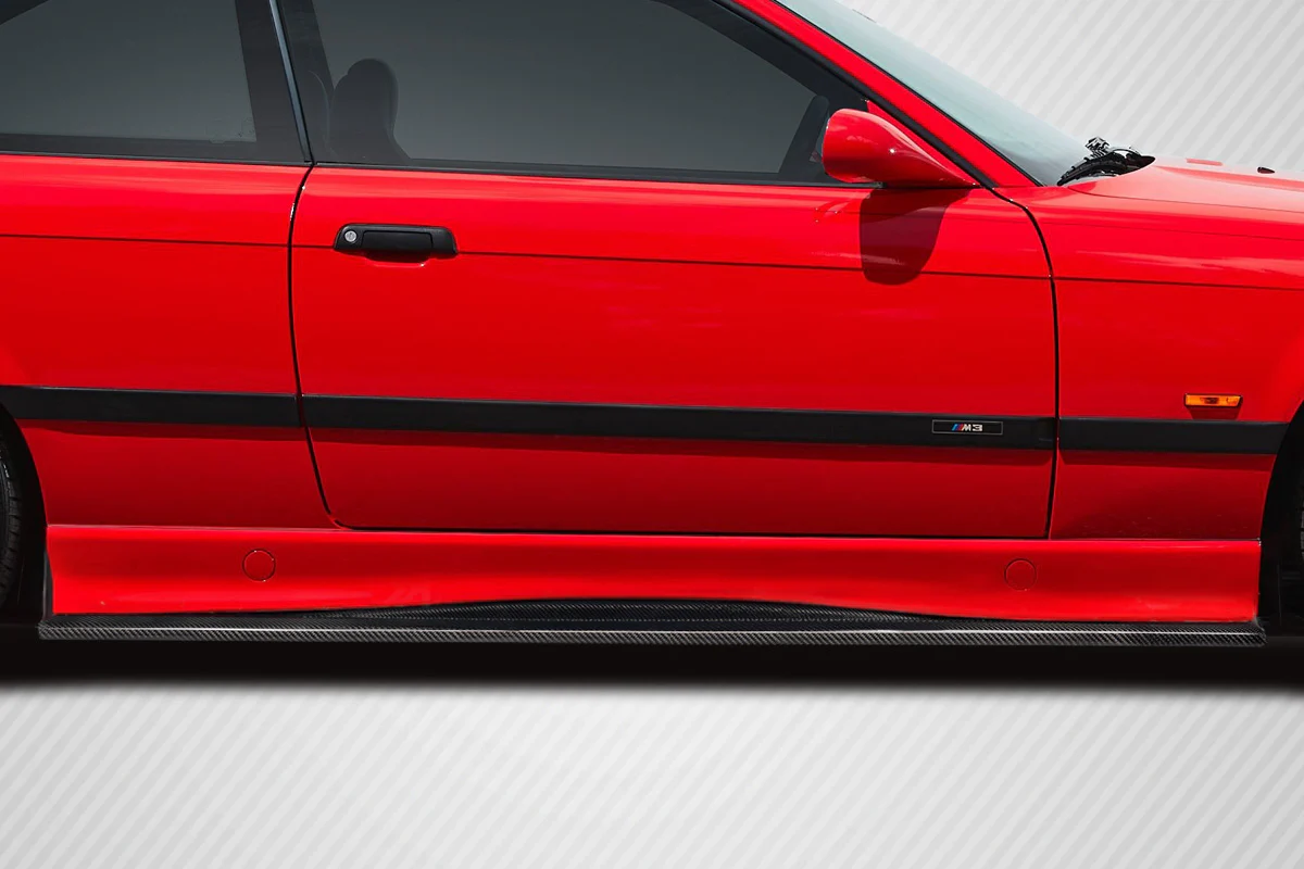 BMW M3 E36 Carbon Fiber Motive Side Skirt Rocker Panel Splitters - Image 4