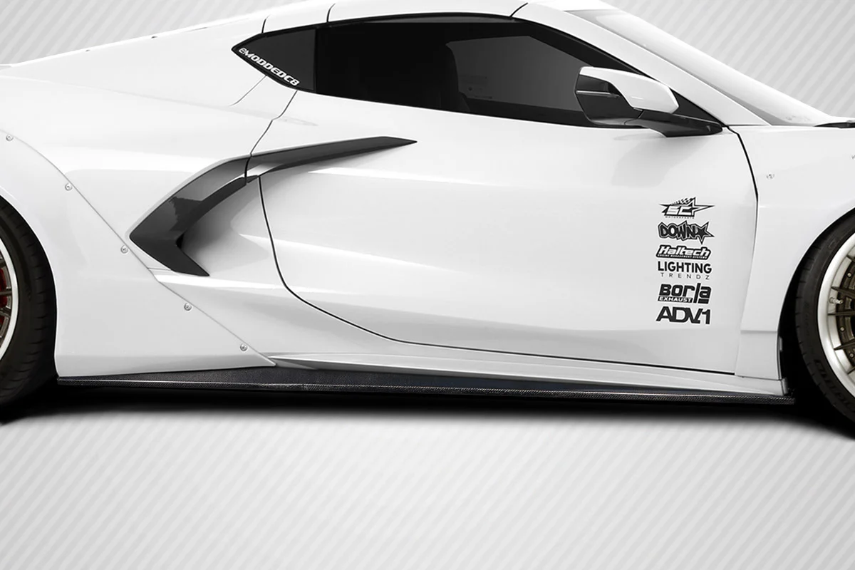Chevrolet Corvette C8 Carbon Fiber Gran Veloce Wide Body Side Skirt Rocker Panel Splitters - Image 10