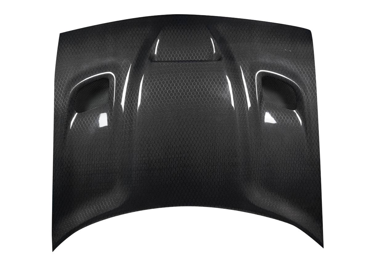 Dodge Challenger (2008-2023) Carbon Fiber Geo6ix Dritech Hellcat Look Hood - Image 4