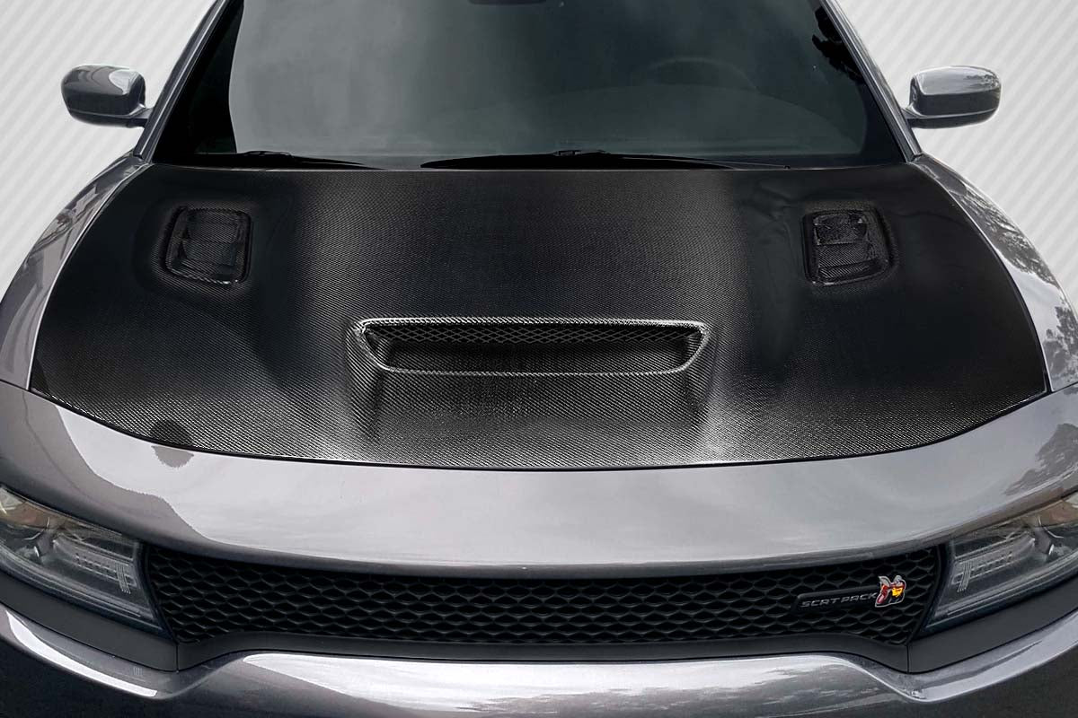 Dodge Charger (2015-2023) Carbon Fiber Hellcat Redeye Look Hood - Image 5
