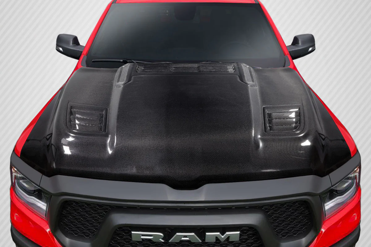 Dodge Ram (2019-2023) Carbon Fiber Rebel Mopar Look Hood - Image 7