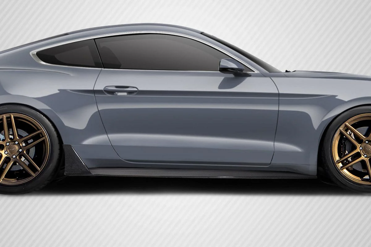 Ford Mustang (2015-2023) Carbon Fiber Grid V2 Side Skirts Rocker Panels - Image 5